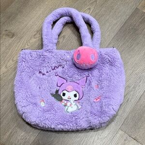 Cute Purple Plush Kids Tote Bag